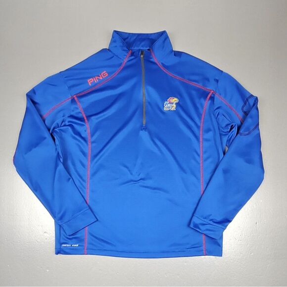 PING Kansas Jayhawks‎ Pullover Mens XL. Golf Qt. Zip Senso Cool Longsleeve. - Picture 1 of 8